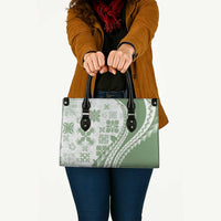 Green Hawaiian Quilt Pattern Leather Bag Mixed Polynesian Tribal Arty LT9 - Polynesian Pride