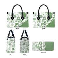 Green Hawaiian Quilt Pattern Leather Bag Mixed Polynesian Tribal Arty LT9 - Polynesian Pride