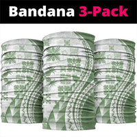 Green Hawaiian Quilt Pattern Neck Gaiter Mixed Polynesian Tribal Arty - Polynesian Pride