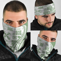 Green Hawaiian Quilt Pattern Neck Gaiter Mixed Polynesian Tribal Arty - Polynesian Pride