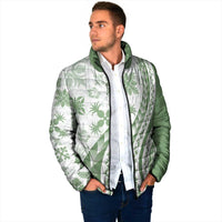 Green Hawaiian Quilt Pattern Padded Jacket Mixed Polynesian Tribal Arty - Polynesian Pride