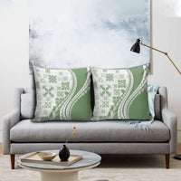 Green Hawaiian Quilt Pattern Pillow Cover Mixed Polynesian Tribal Arty - Polynesian Pride