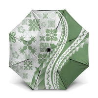 Green Hawaiian Quilt Pattern Umbrella Mixed Polynesian Tribal Arty - Polynesian Pride