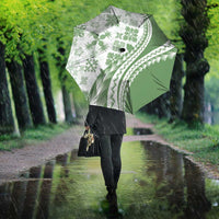 Green Hawaiian Quilt Pattern Umbrella Mixed Polynesian Tribal Arty - Polynesian Pride