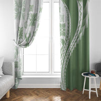 Green Hawaiian Quilt Pattern Window Curtain Mixed Polynesian Tribal Arty