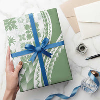 Green Hawaiian Quilt Pattern Wrapping Paper Mixed Polynesian Tribal Arty - Polynesian Pride