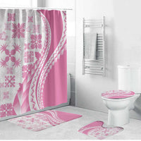 Pink Hawaiian Quilt Pattern Bathroom Set Mixed Polynesian Tribal Arty LT9 Bathroom Set (4 pcs) Pink - Polynesian Pride