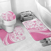 Pink Hawaiian Quilt Pattern Bathroom Set Mixed Polynesian Tribal Arty LT9 Mat Set Only (3 pcs) One Size Pink - Polynesian Pride