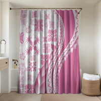 Pink Hawaiian Quilt Pattern Bathroom Set Mixed Polynesian Tribal Arty LT9 Shower Curtain Only Pink - Polynesian Pride