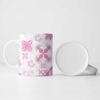 Pink Hawaiian Quilt Pattern Ceramic Mug Mixed Polynesian Tribal Arty - Polynesian Pride