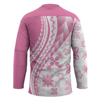 Pink Hawaiian Quilt Pattern Hockey Jersey Mixed Polynesian Tribal Arty LT9 - Polynesian Pride