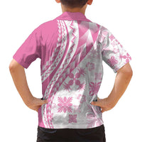 Pink Hawaiian Quilt Pattern Kid Hawaiian Shirt Mixed Polynesian Tribal Arty