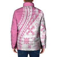 Pink Hawaiian Quilt Pattern Padded Jacket Mixed Polynesian Tribal Arty - Polynesian Pride
