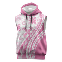 Pink Hawaiian Quilt Pattern Sleeveless Hoodie Mixed Polynesian Tribal Arty - Polynesian Pride