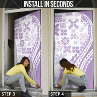 Purple Hawaiian Quilt Pattern Door Cover Mixed Polynesian Tribal Arty - Polynesian Pride