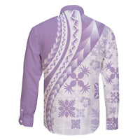 Purple Hawaiian Quilt Pattern Family Matching Mermaid Dress and Hawaiian Shirt Mixed Polynesian Tribal Arty