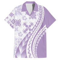 Purple Hawaiian Quilt Pattern Family Matching Short Sleeve Bodycon Dress and Hawaiian Shirt Mixed Polynesian Tribal Arty