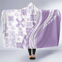 Purple Hawaiian Quilt Pattern Hooded Blanket Mixed Polynesian Tribal Arty
