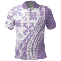 Purple Hawaiian Quilt Pattern Polo Shirt Mixed Polynesian Tribal Arty