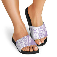 Purple Hawaiian Quilt Pattern Slide Sandals Mixed Polynesian Tribal Arty - Polynesian Pride
