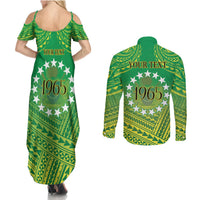 Cook Islands Constitution Day Couples Matching Summer Maxi Dress and Long Sleeve Button Shirt Kuki Airani Since 1965 LT9 - Polynesian Pride