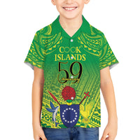Cook Islands Constitution Day Family Matching Off Shoulder Short Dress and Hawaiian Shirt Kuki Airani Since 1965