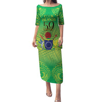 Cook Islands Constitution Day Puletasi Kuki Airani Since 1965 LT9 Long Dress Green - Polynesian Pride