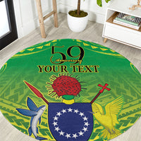 Cook Islands Constitution Day Round Carpet Kuki Airani Since 1965 LT9 Green - Polynesian Pride