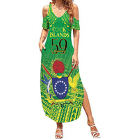 Cook Islands Constitution Day Summer Maxi Dress Kuki Airani Since 1965 LT9 Women Green - Polynesian Pride