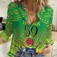 Cook Islands Constitution Day Women Casual Shirt Kuki Airani Since 1965