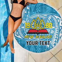 Personalised Tonga Lavengamalie College Beach Blanket Since 1980 Special Kupesi Pattern