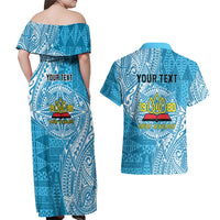 Personalised Tonga Lavengamalie College Couples Matching Off Shoulder Maxi Dress and Hawaiian Shirt Since 1980 Special Kupesi Pattern