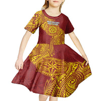 Personalised Tonga Niuatoputapu High School Kid Short Sleeve Dress Special Kupesi Pattern LT9 - Polynesian Pride