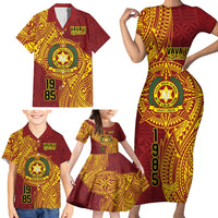 Personalised Tonga Vava'u High School Family Matching Short Sleeve Bodycon Dress and Hawaiian Shirt Since 1985 Special Kupesi Pattern