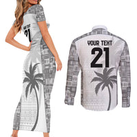 Custom Fiji Rugby Couples Matching Short Sleeve Bodycon Dress and Long Sleeve Button Shirt History Champions World Cup 7s - White