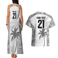 Custom Fiji Rugby Couples Matching Tank Maxi Dress and Hawaiian Shirt History Champions World Cup 7s - White