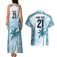 Custom Fiji Rugby Couples Matching Tank Maxi Dress and Hawaiian Shirt History Champions World Cup 7s - Bllue