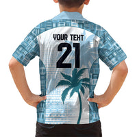 Custom Fiji Rugby Kid Hawaiian Shirt History Champions World Cup 7s - Bllue