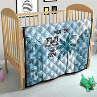Custom Fiji Rugby Quilt History Champions World Cup 7s - Bllue