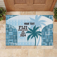 Custom Fiji Rugby Rubber Doormat History Champions World Cup 7s - Bllue