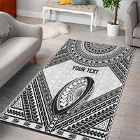 Custom Rugby Fiji National Heritage Area Rug White Traditional Masi Inspired