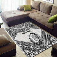 Custom Rugby Fiji National Heritage Area Rug White Traditional Masi Inspired
