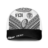 Personalised Rugby Fiji National Heritage Baseball Net Cap White Traditional Masi Inspired