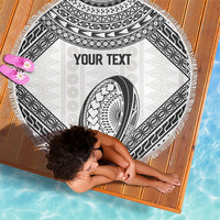 Custom Rugby Fiji National Heritage Beach Blanket White Traditional Masi Inspired