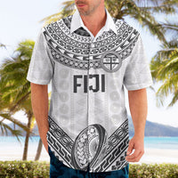Custom Rugby Fiji National Heritage Hawaiian Shirt White Traditional Masi Inspired LT9 - Polynesian Pride