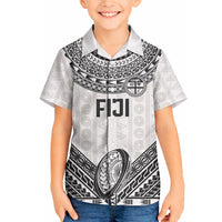 Custom Rugby Fiji National Heritage Hawaiian Shirt White Traditional Masi Inspired LT9 - Polynesian Pride