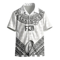 Custom Rugby Fiji National Heritage Kid Hawaiian Shirt White Traditional Masi Inspired