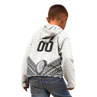 Custom Rugby Fiji National Heritage Kid Hoodie White Traditional Masi Inspired