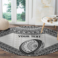 Custom Rugby Fiji National Heritage Round Carpet White Traditional Masi Inspired