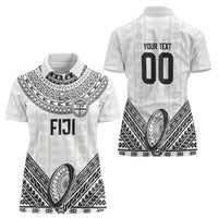 Custom Rugby Fiji National Heritage Women Polo Shirt White Traditional Masi Inspired